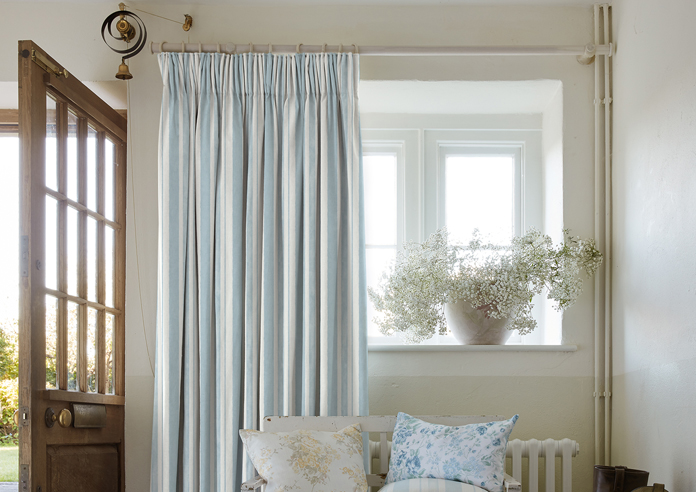 Shabby Chic by Rachel Ashwell Watercolour Stripe, Pale Blue - Made to Measure Curtains - Image 3